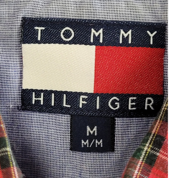 Tommy Hilfiger Plaid button collar Long Sleeve Button Up Vintage Mens Shirt Top - Picture 4 of 16